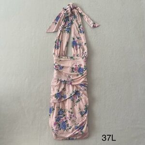 NWOT Zara Pink Halter Floral Mini Dress‎ XS